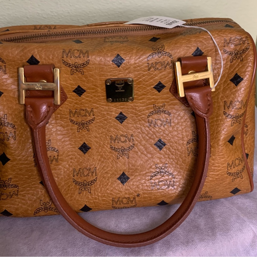 MCM Tan Satchel with Gold Accents - Picture 5 of 9